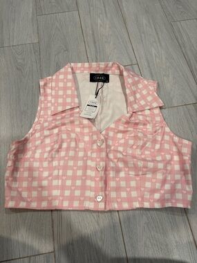 Cider Pink Gingham Heart Crop Vest